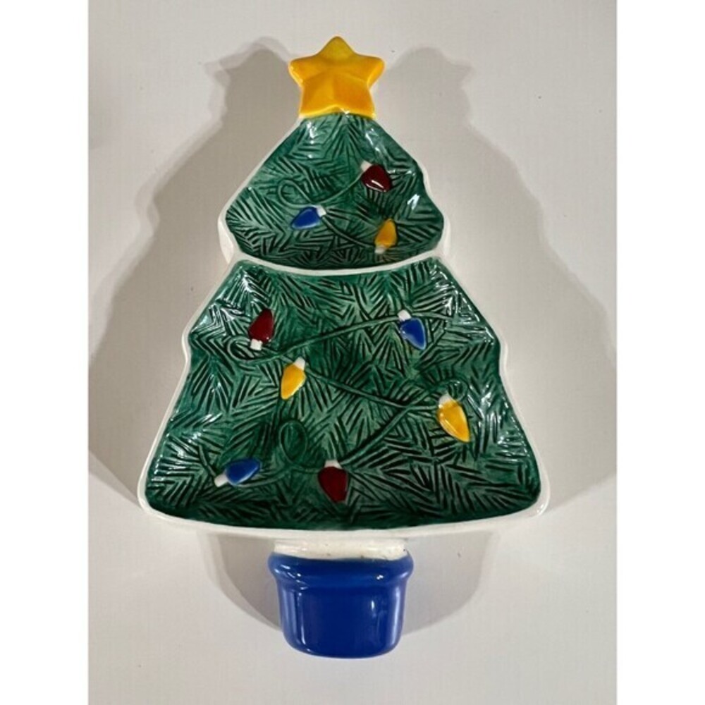 HALLMARK Christmas Tree Serving/Candy Dish Ceramic Holiday Table Decor 7"